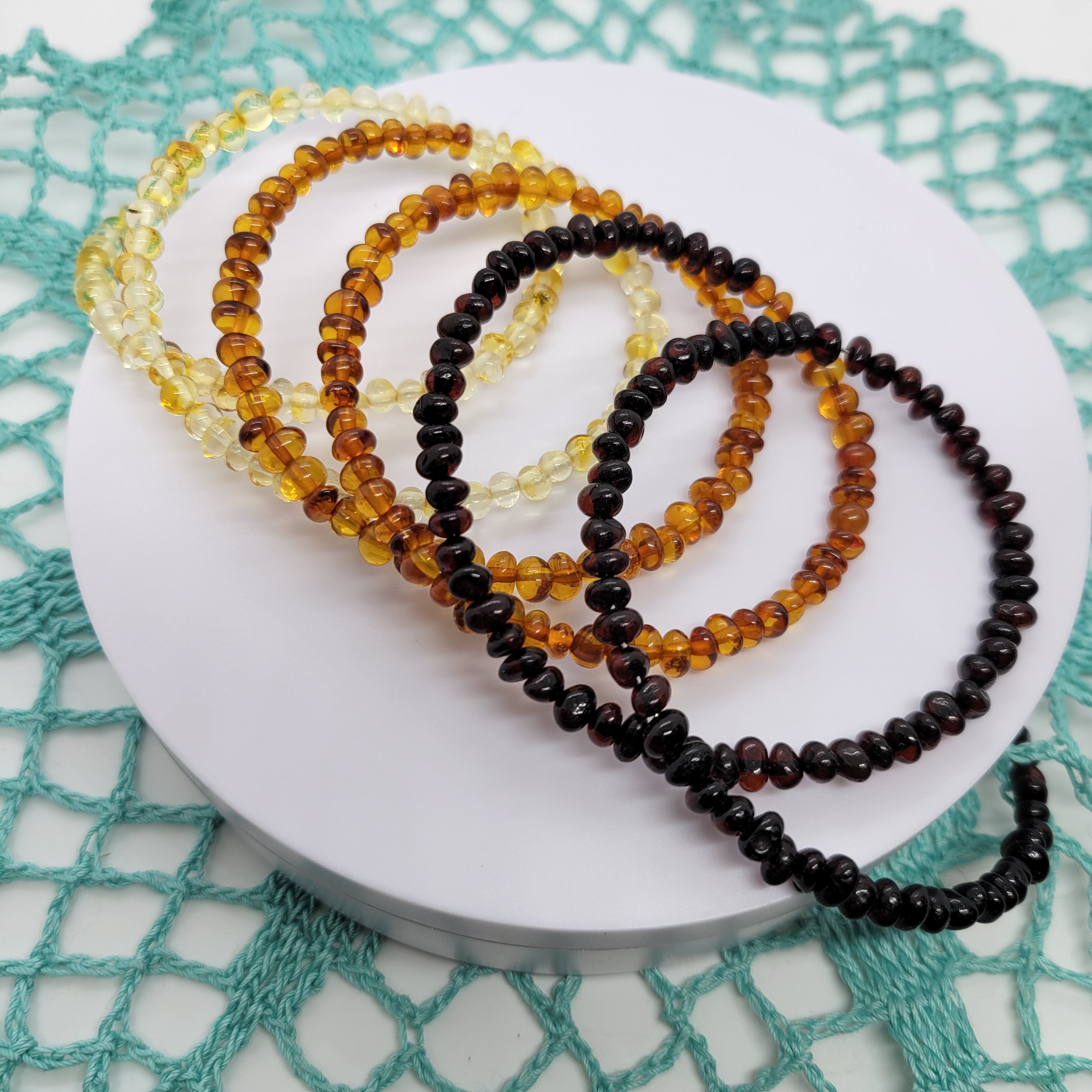 Baltic Amber Polished Ombre Roundish Memory Wire bracelet