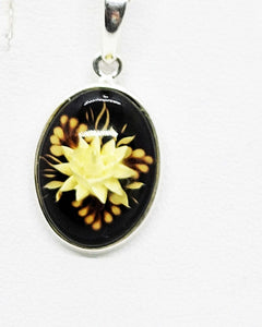 Intaglio Baltic Amber Flower Pendant