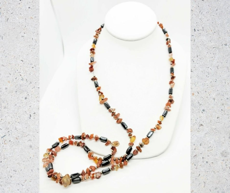 Classy Long Orange Dressy Necklace or Lanyard