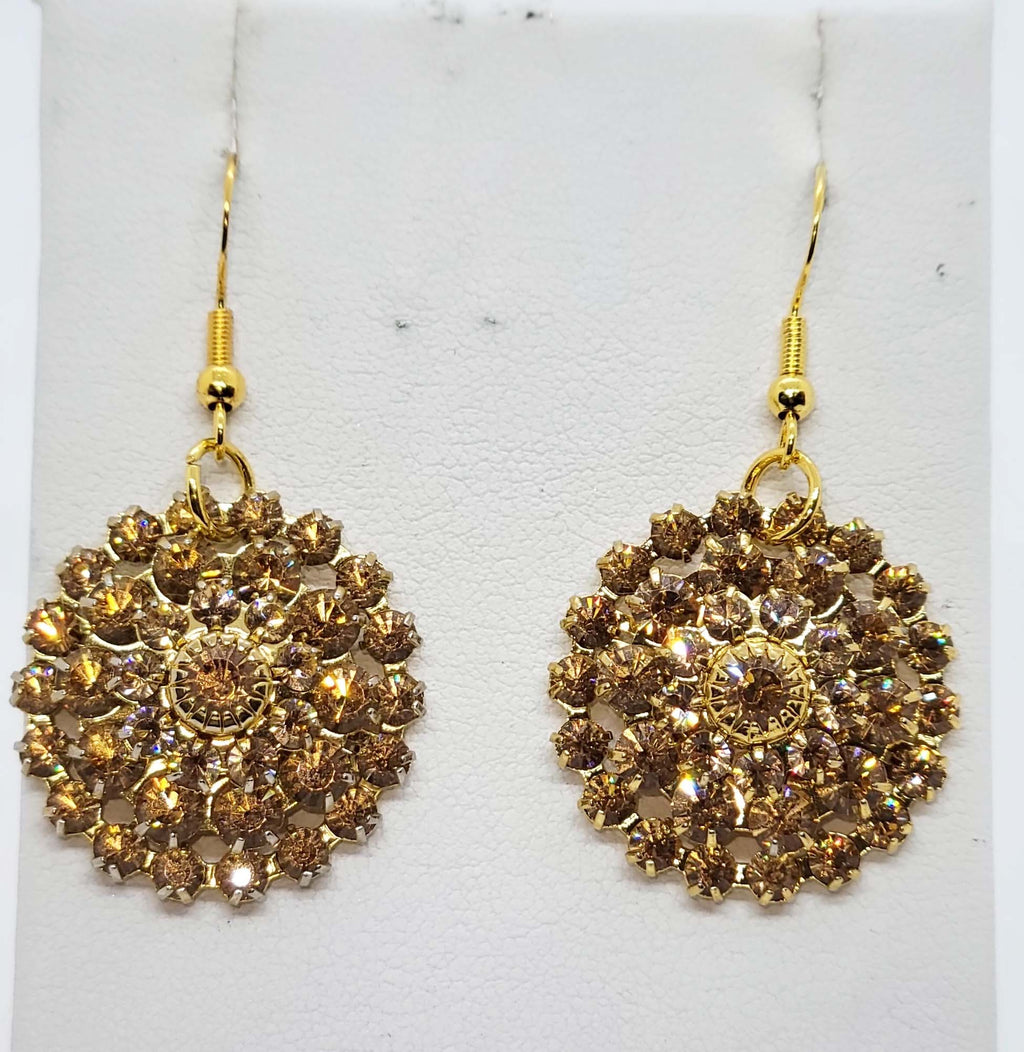 Swarovski Topaz AB on Gold Flower Earrings