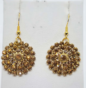 Swarovski Topaz AB on Gold Flower Earrings